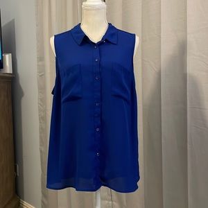 APT 9 Collared Button Up Sleeveless Top